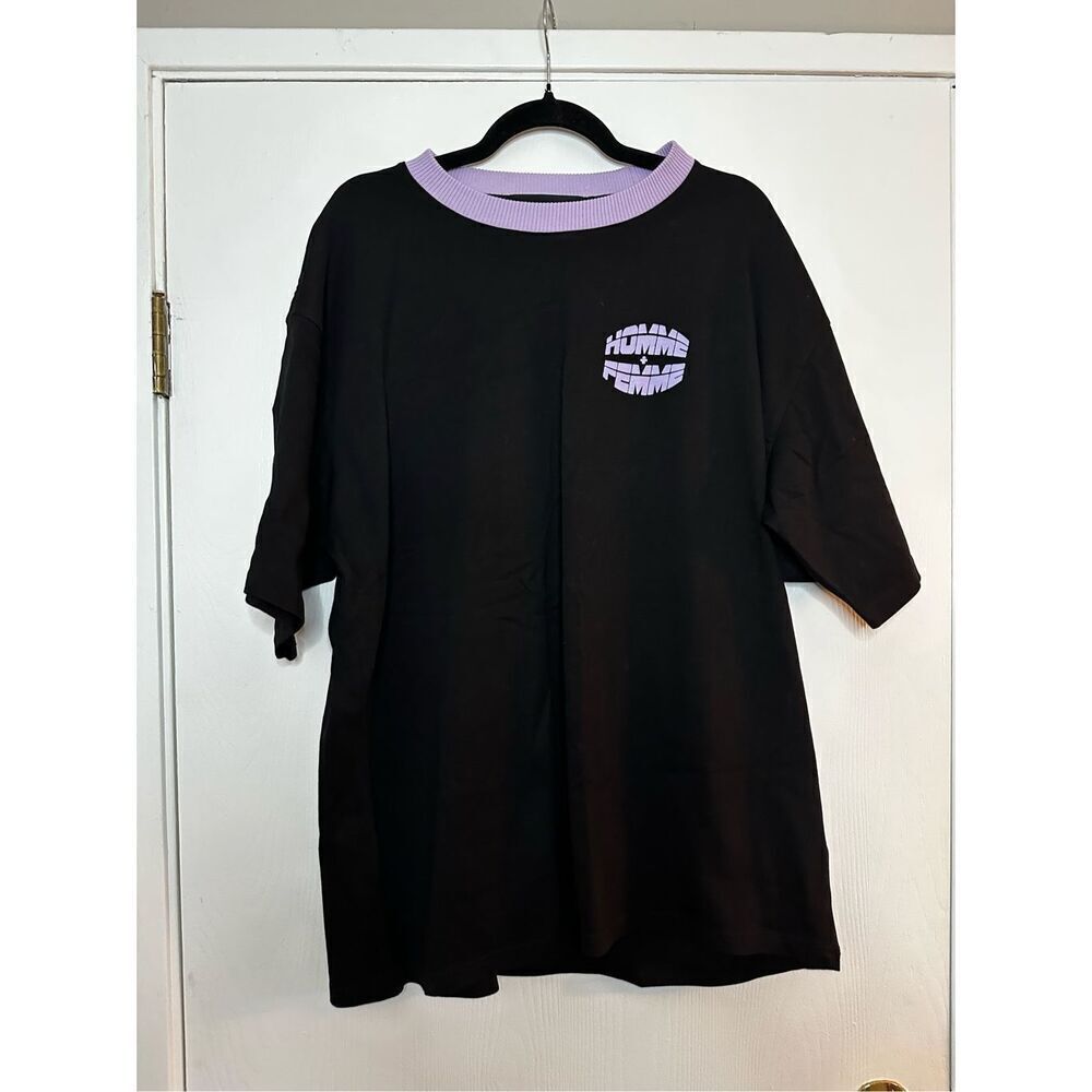 Homme and Femme Cotton Black and Purple Tee Size XL